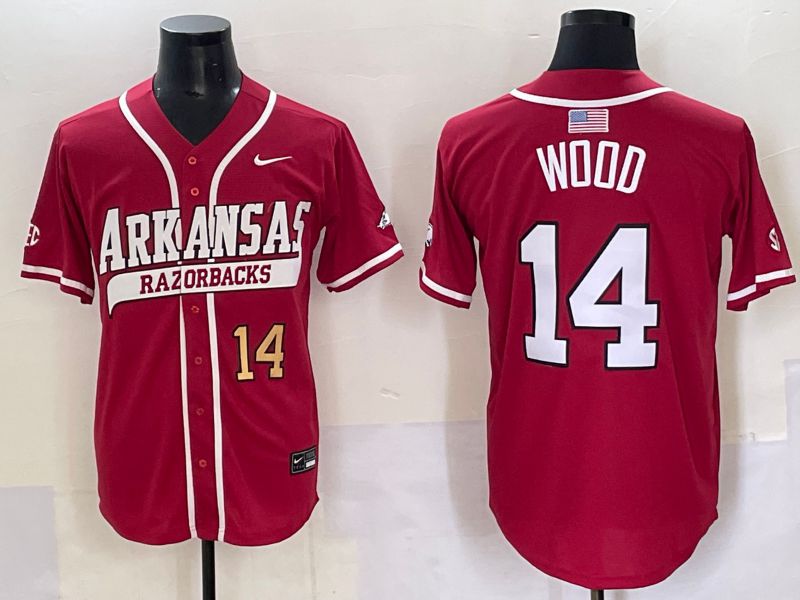 Men 2025 Alabama Crimson Tide #14 Wood Red Nike Joint Name Nike NCAA Jersey style 4->ncaa teams->NCAA Jersey